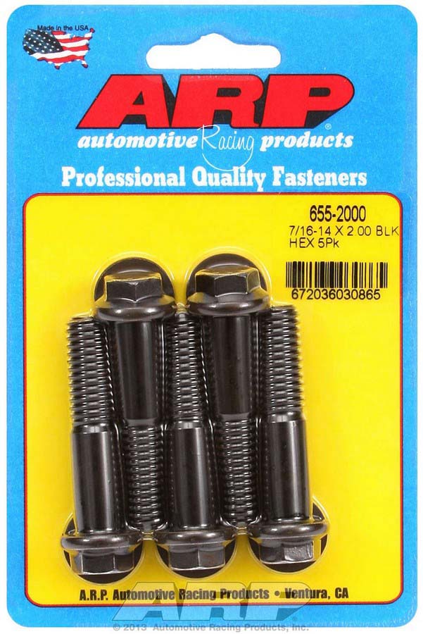 655-2000 0.44-14 x 2 in. 6-Point Chromoly Steel Bolt Kit - Pack of 5