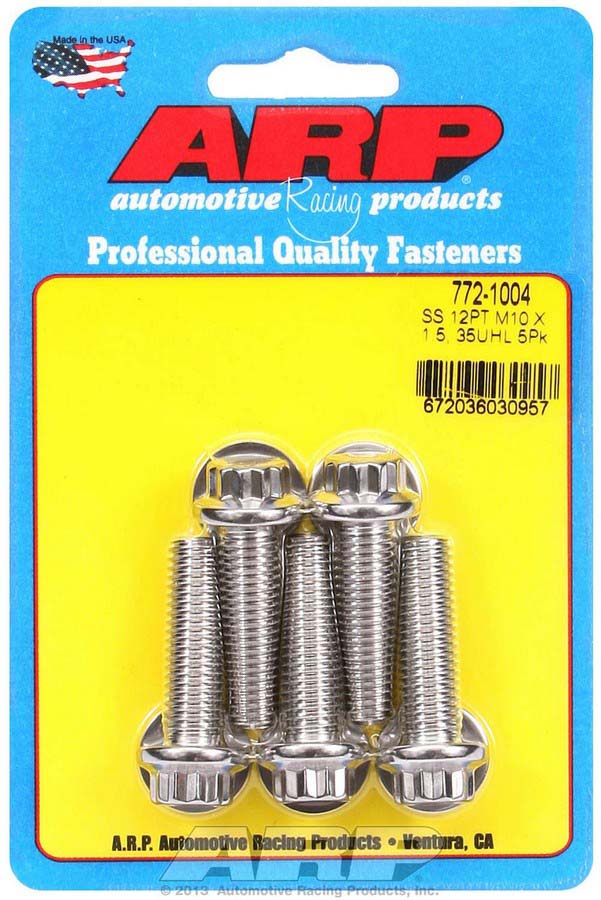 772-1004 10 x 1.5 x 35 mm 12-Point Stainless Steel Bolt Kit - Pack of 5