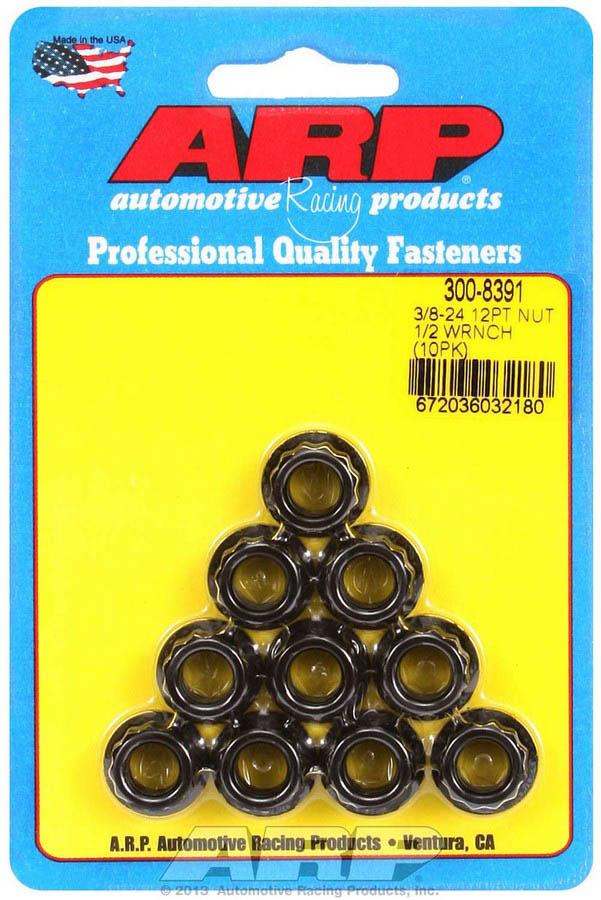 300-8391 0.38-24 in. 12-Point Black Oxide Nuts - Pack of 10