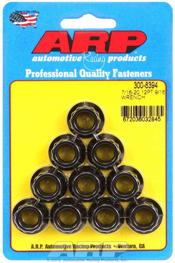 300-8394 0.44-20 in. Right Hand Thread 12-Point Black Oxide Nuts - Pack of 10