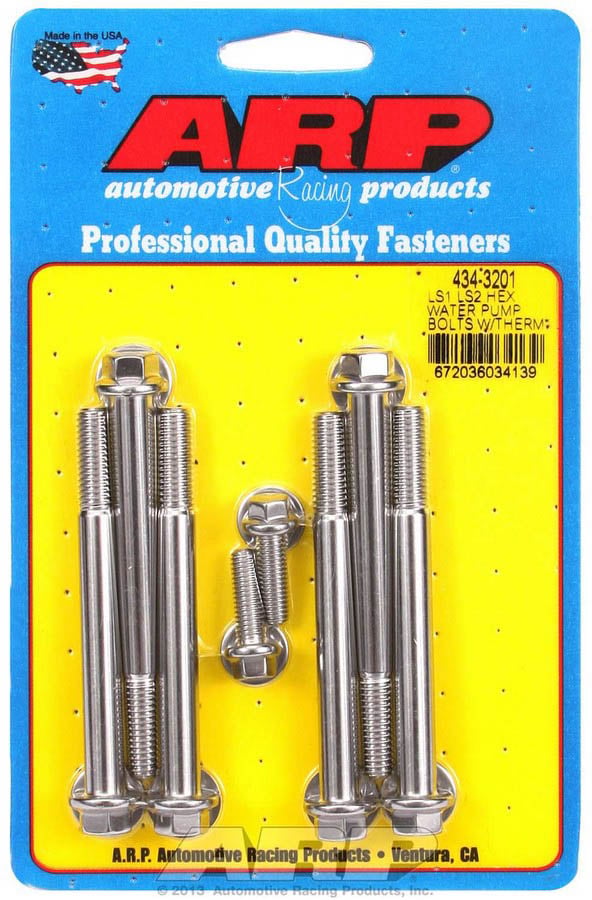 434-3201 6-Point Stainless Steel Water Pump & Thermostat HSG Bolt Kit for GM & Chevrolet LS1 & LS2