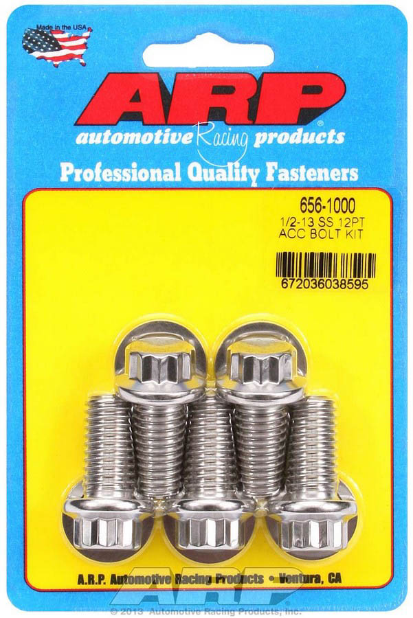656-1000 0.5-13 x 1 in. 12 Point Stainless Steel Bolt Kit, Pack of 5