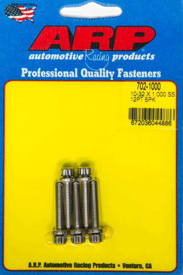 702-1000 10-32 x 1 in. 12 Point Stainless Steel Bolt Kit, Pack of 5