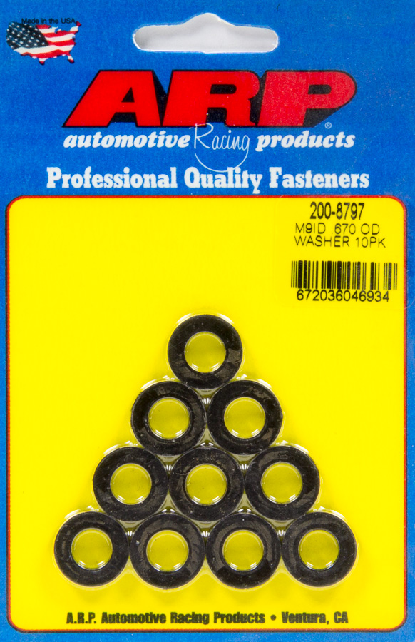200-8797 9 mm x 0.67 in. Black Harmonic Balancer Washers, Pack of 10
