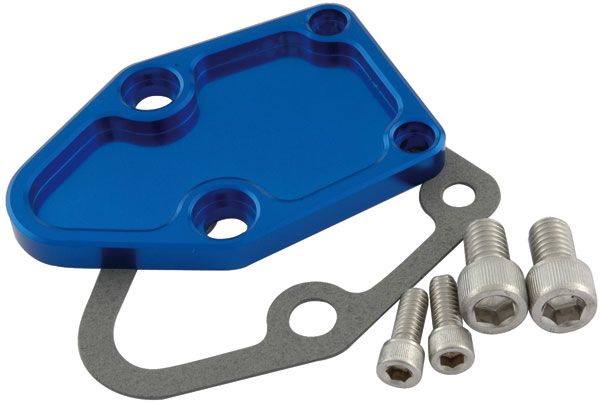Fuel Pump Block Off Plate for Small Block Chevrolet - Blue