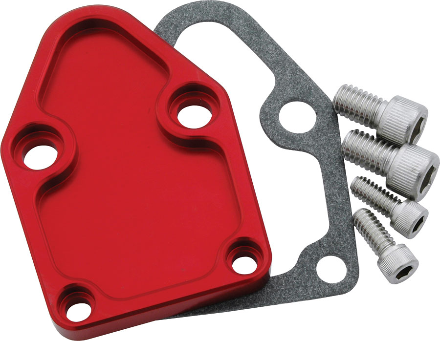 Fuel Pump Block Off Plate for Small Block Chevrolet - Red