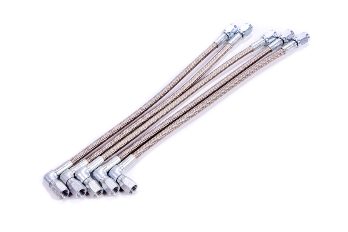 ALL46302-10-5 10 in. - 3 AN Straight Female to -3 AN 90 deg Female Braided Steel Brake Lines, Pack of 5