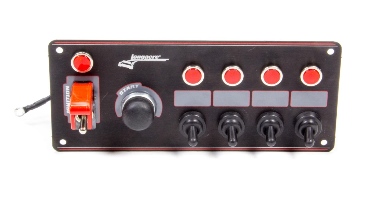 52-44869 8.62 x 3.62 in. Flip-up Start & Ignition Panel with 4 Accessory Switch & Pilot Lights, Black Anodized