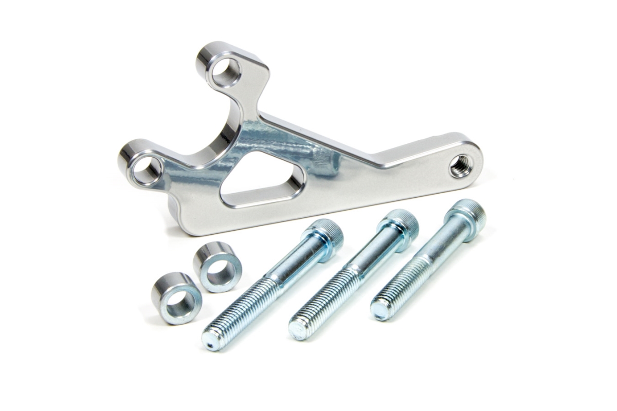 20122-09 Long Water Pump Alternator Rear Support Bracket for Small Block Chevy, Silver Gray Powder Coated