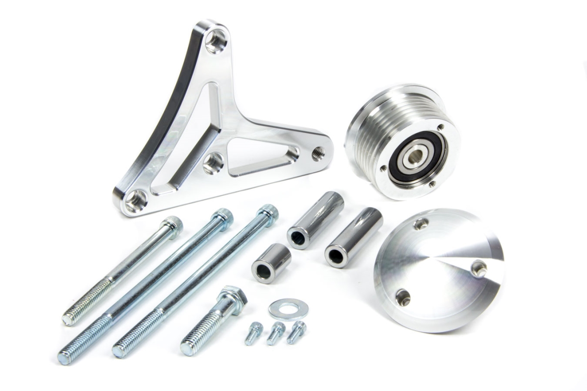 30040 Deluxe Idler Bracket Kit with Idler for 1978-1996 Ford Bronco, Clear Powder Coated