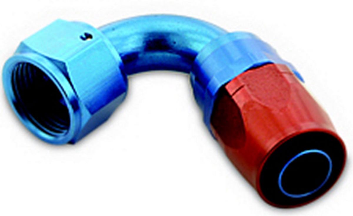 A1P01212 200 Series 12 AN, 120 deg Swivel Hose End, Blue & Red Anodize