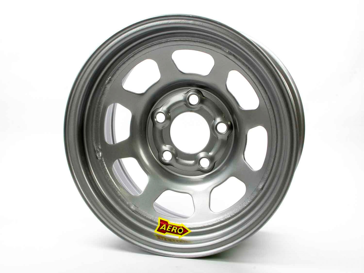 50-084740 15 x 8 in. 50 Series Silver Powdercoat Roll-Formed Race Wheels, 4 in. Backspace