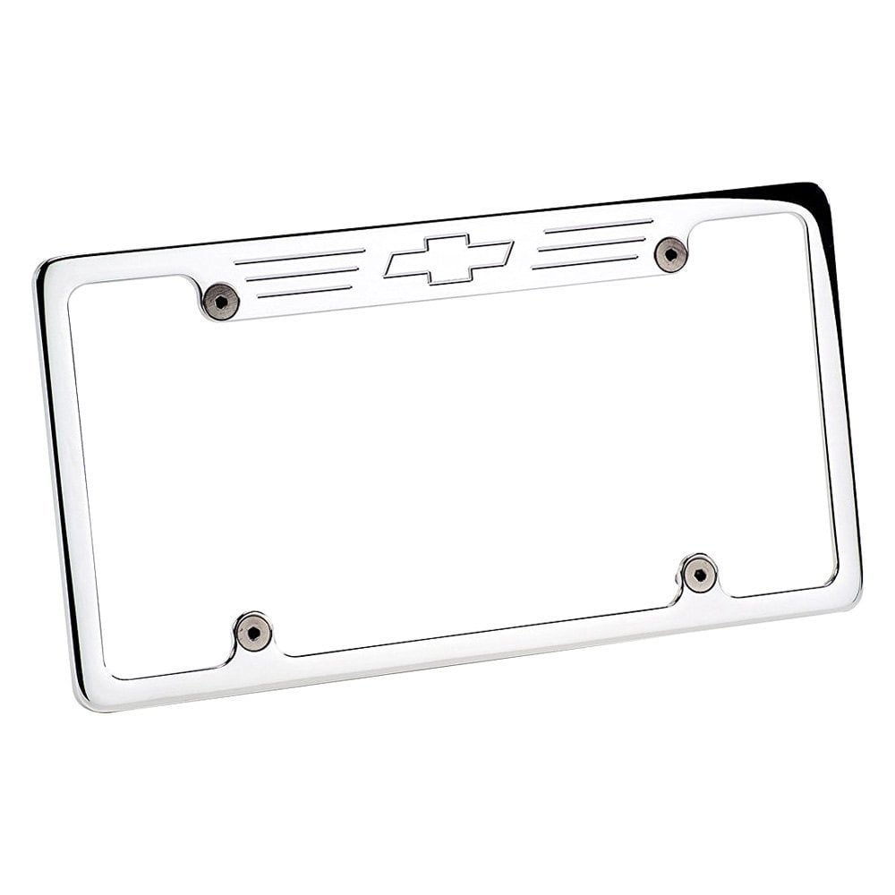 55623 Polished License Plate Frame with Chevrolet Emblem