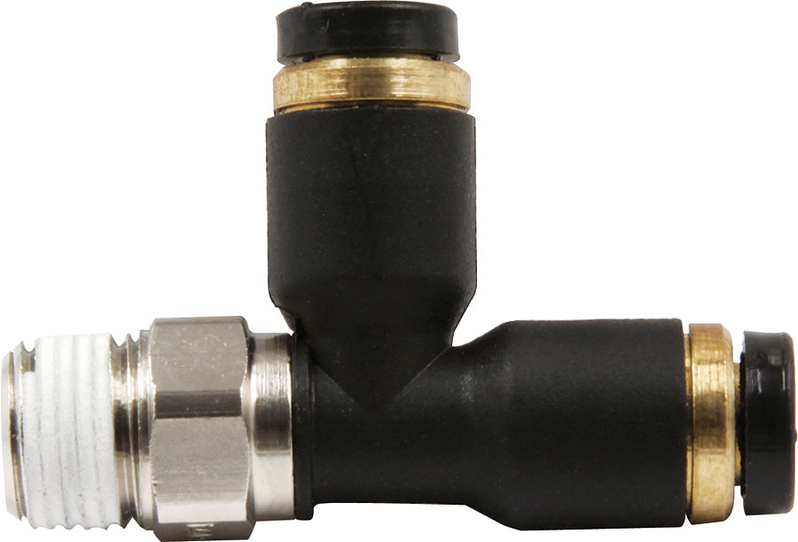 ALL48023 0.12 in. NPT Plastic T Push Lock, Black