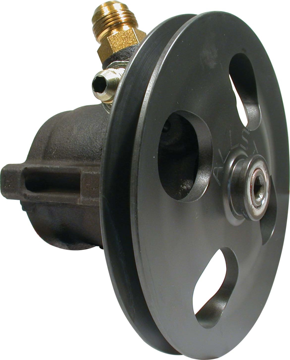 Power Steering Pump with Pulley Steel, Clear Anodized