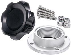 Black Anodized Filler Cap with Bolt-In Aluminum Bung, Small