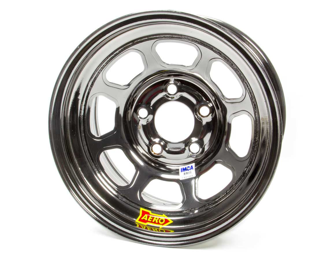 52-985040BLK 52 Series 4 in. Back Spacing IMCA Rolled Wheel, Black Chrome, 15 x 8 in.
