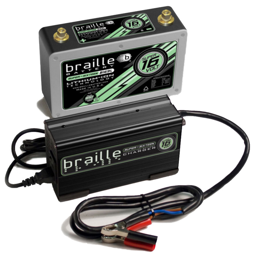 Picture of Braille Auto Battery B169LC Super-Sixteen Battery & Charger Kit Lithium 16V 675 Cranking Amps&#44; Top Post Screw Terminals