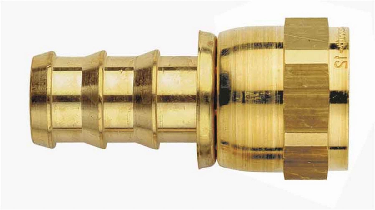 FBM1222 6 AN Brass 37 deg Swivel Hose End Fitting, Natural