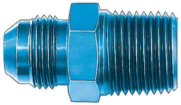FBM2007 8 AN Flare 0.38 in. Pipe Straight Aluminium Adapter, Blue Anodized