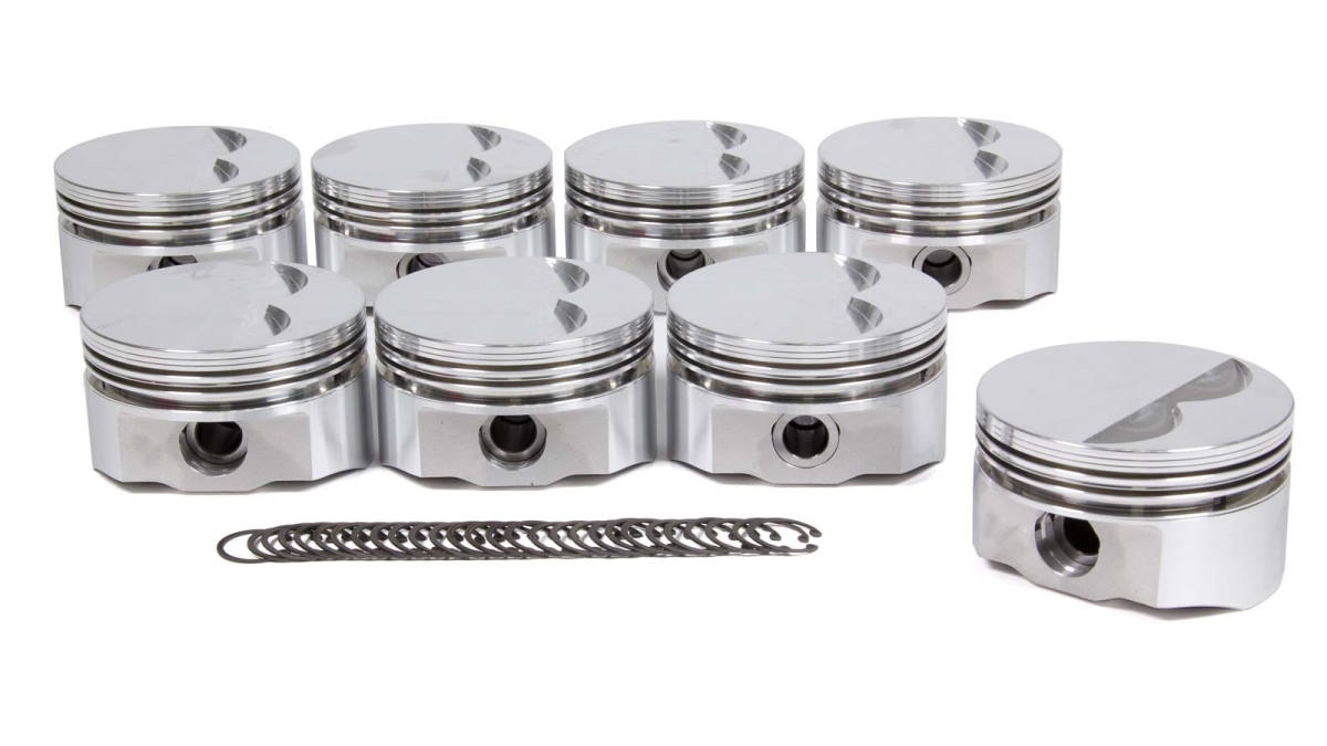 8700-4030 4.030 in. Minus 5.0 cc E Series Forged Flat Top Ring Grooves Piston Set for Small Block Chevy