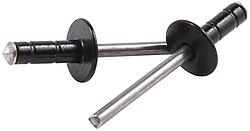 0.18 in. Medium Head Multi-Grip Rivet with Steel Mandrel, Black - Pack of 250
