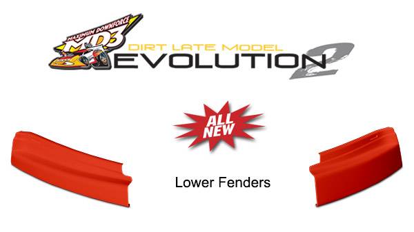 32004-23351-YL MD3 Evolution 2 Dirt Late Model Lower Fender - Yellow Left
