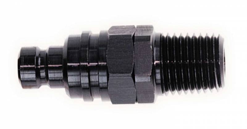 22802 2000 Series Quick-Connect Male 0.12 in. NPT Plug Fitting - Valved - Fluorocarbon Seal - Stealth Black Finish