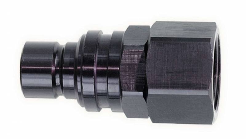 32308 3000 Series Quick-Connect - 8 AN Female Plug Fitting - Valved - Fluorocarbon Seal - Stealth Black Finish