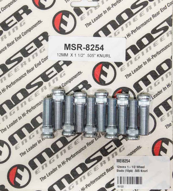 8254 12 mm Thread Wheel Stud 1.500 in. Long 0.505 in. Knurl Steel - Set of 10