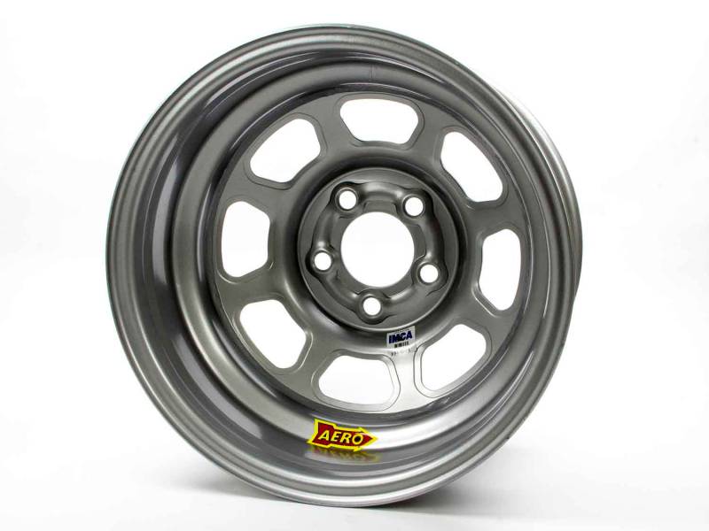 52-085030 52 Series IMCA Rolled Wheel - Silver - 15 x 8 in. - 5 x 5 in. Bolt Circle - 3 in. Back Spacing - 19 lbs