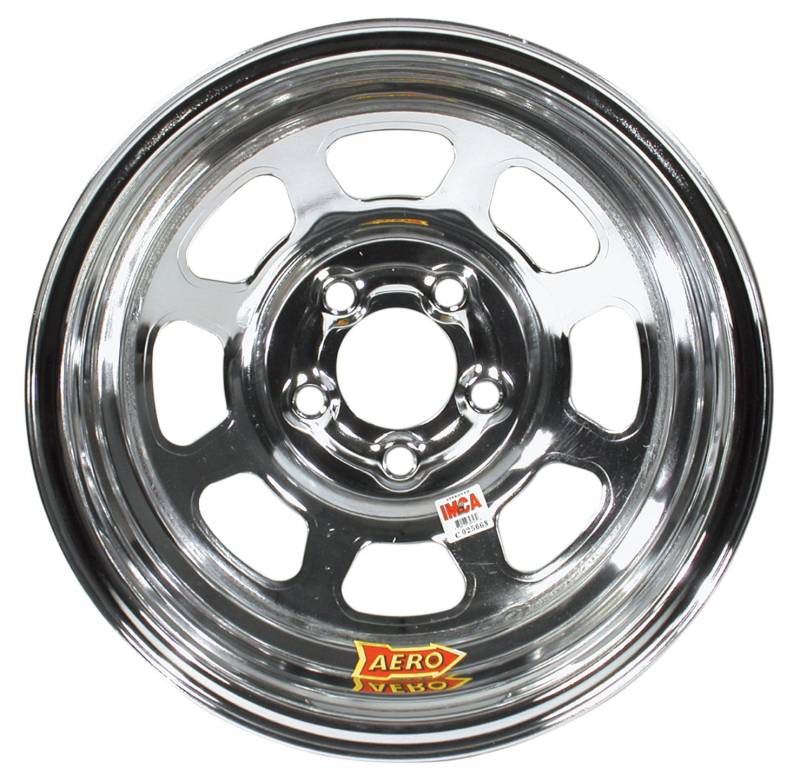 52-284730 52 Series IMCA Rolled Wheel - Chrome - 15 x 8 in. - 5 x 4.75 in. Bolt Circle - 3 in. Back Spacing - 19 lbs