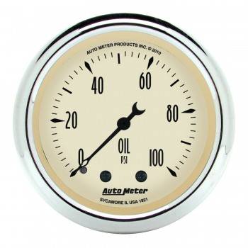 Picture of Auto Meter 1821 2.06 in. Antique Beige Oil Pressure Gauge - 0-100 PSI