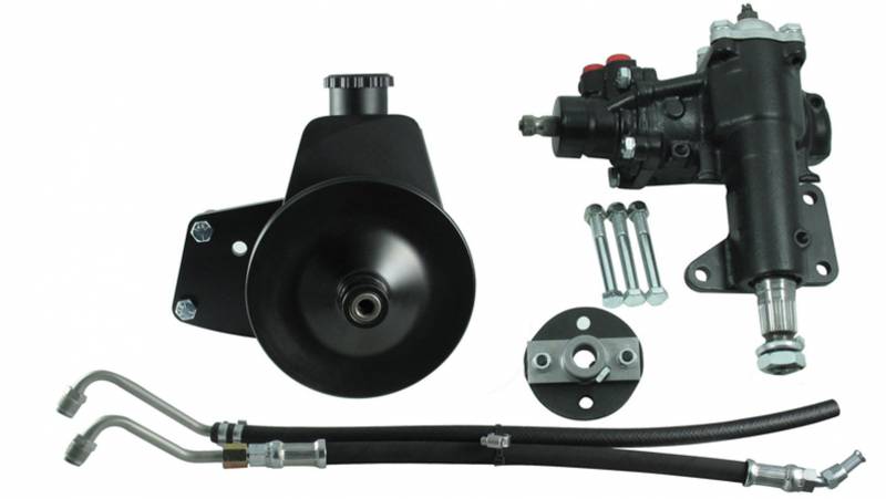 999052 Power Steering Box 16 to 1 Ratio 1.12 in. Sector Shaft Brackets Joints Lines Pump - Iron