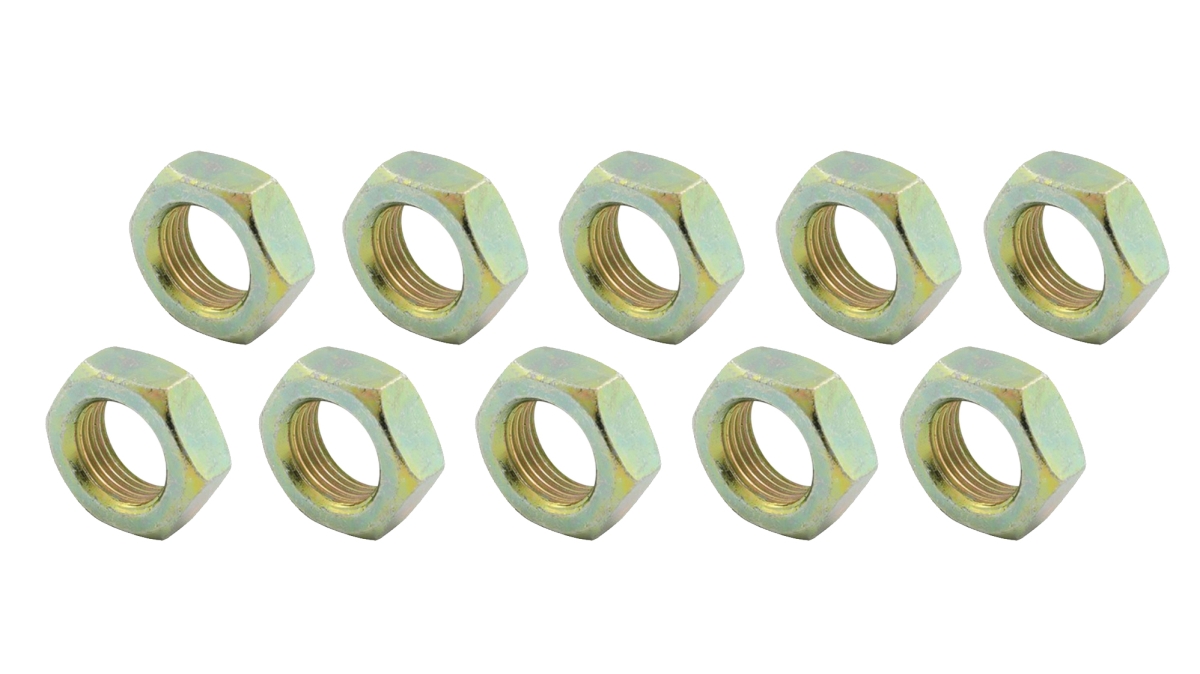 0.50-20 in. Left Hand Steel Jam Nuts - Pack of 10