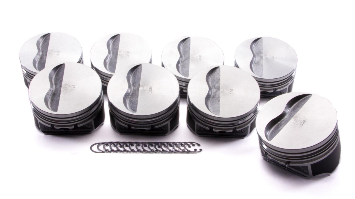 9902HC.030 Small Block Chevy Flat Top Piston Set, 4.030 in. Bore Plus 5cc