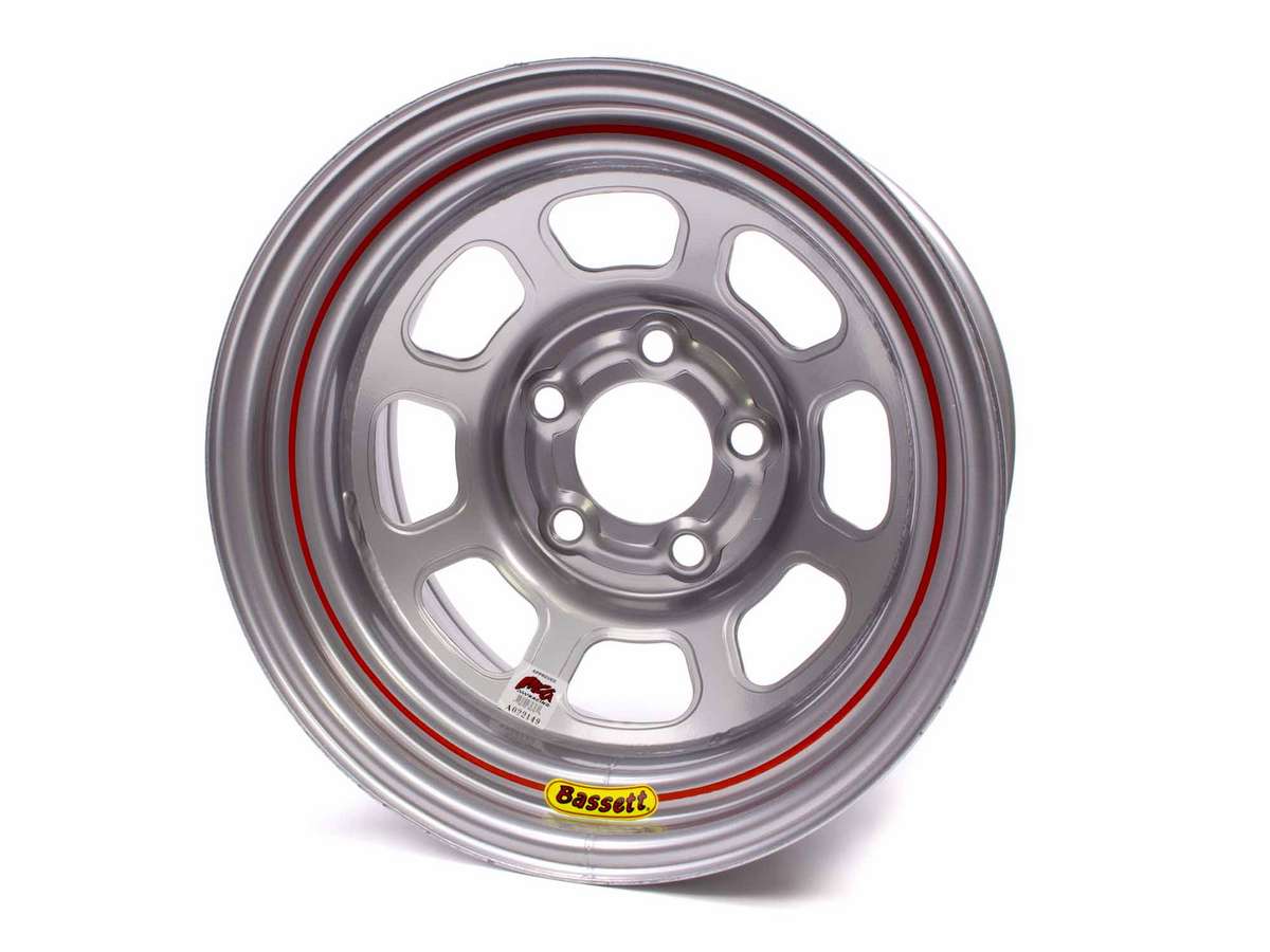58DF3IS IMCA D-Hole Wheel - 15 x 8 in. - 5 x 4.5 in. - Silver - 3 in. Back Spacing - 19 lbs