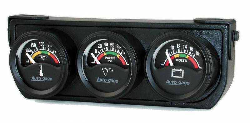 Picture of Auto Meter 2391 Auto Gage Electric Mini Oil&#44; Volt & Water Gauge Black Console 1.50 in.