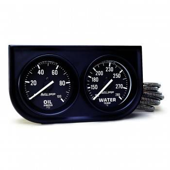2392 Auto Gage Oil & Water - Black - Steel Console - 2.06 in.