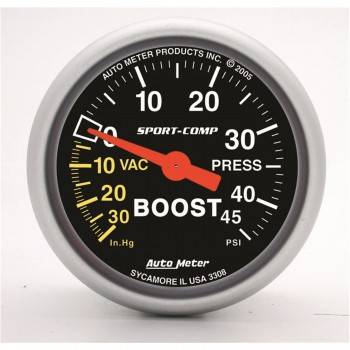 Picture of Auto Meter 3308 Sport-Comp Mechanical Boost & Vacuum Gauge - 2.06 in.