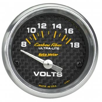Picture of Auto Meter 4791 Carbon Fiber Voltmeter Gauge - 2.06 in. - 8-18 Volts