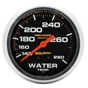 Picture of Auto Meter 5431 Pro-Comp Liquid Filled Water Temperature Gauge - 2.62 in. - 140-280 deg