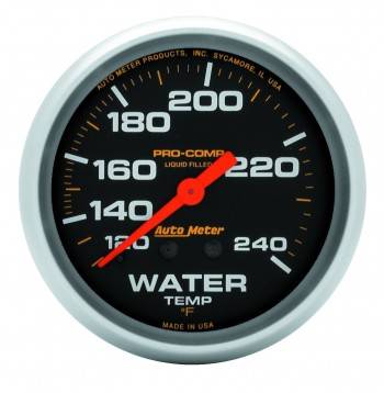 Picture of Auto Meter 5433 Pro-Comp Liquid Filled Water Temperature Gauge - 2.62 in. - 120-240 deg
