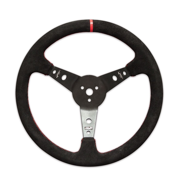 Picture of Longacre 52-56797 Pro Aluminum Suede Dished Steering Wheel - 15 in. Black