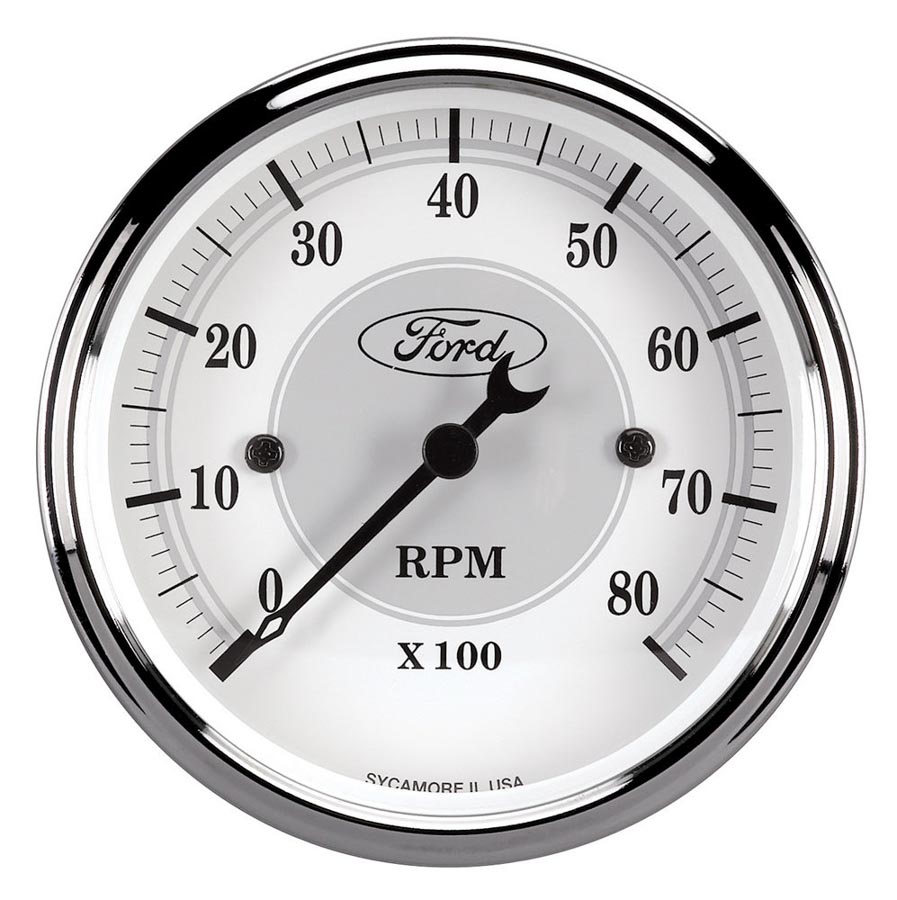 880088 3.13 in. Ford Racing In-Dach Tachometer, White Face