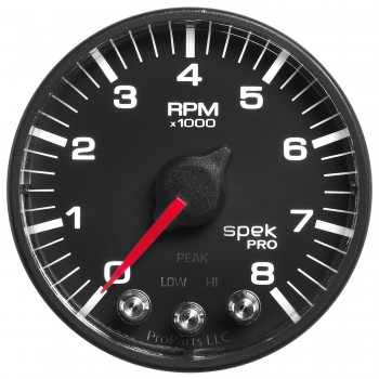 P334328 2.06 in. Spek Pro Tachometer with Shift Light & Peak Memory - 8000 RPM