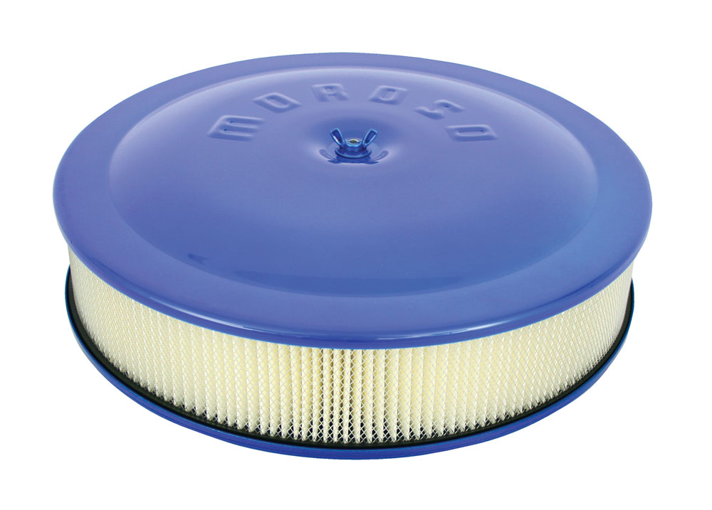 65906 14 x 3 in. Low Profile Racing Air Cleaner, Blue