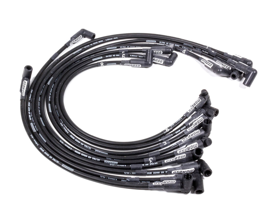 Moroso 73722 Ultra 40 Plug Wire Set for Small Block Chevy Sprint Car, Black