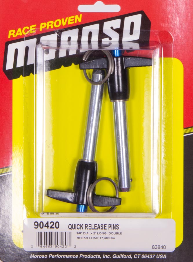Moroso 90420 0.38 x 2 in. Quick Release Pins - Pack of 2