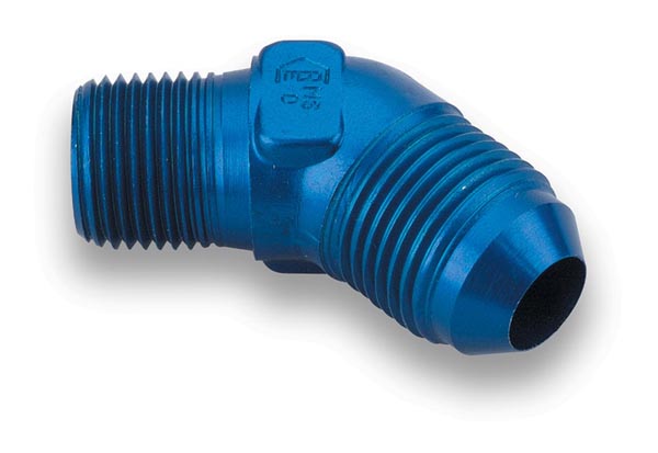 982306ERL 0.25 in. NPT 45 deg Aluminum Pipe Thread to -6 AN Adapter